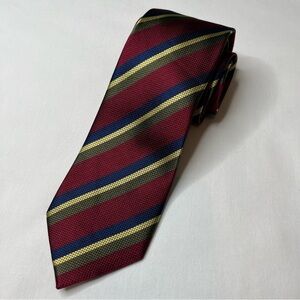 Parsley Luxury Handmade 100% Silk Men's Striped Tie-Maroon, Blue, Gold & Green